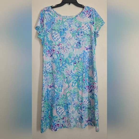 Women's Lilly Pultizer Short Sleeve Marlowe Dress XL Preppy Beach Vacation Mini - Picture 2 of 7